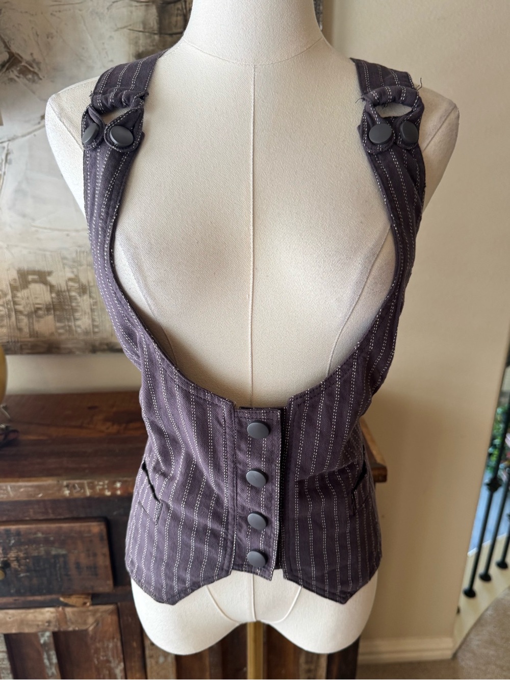 Y2K Be Bop pinstripe halter vest- size L
